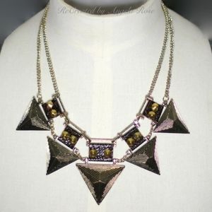 20 1/2” Faux Leather Gold Triangle Necklace Gold Tone